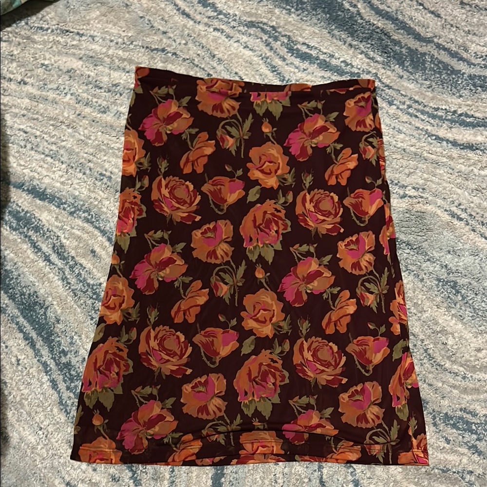 Express Orange Red Pencil Skirt Knee-Length Cocktail